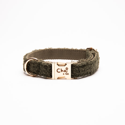 Olive Sherpa - Dog Collar